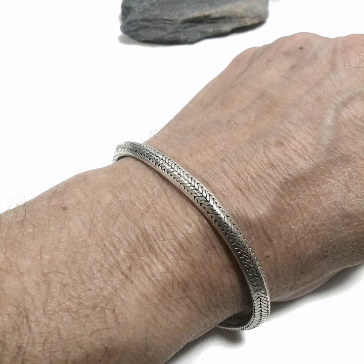 Copia del Bracciale Snake argento 925 tondo | Bracciale da UOMO e DONNA | Coda di topo 20.5 cm