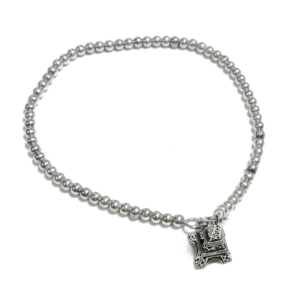 BRACCIALE ARGENTO palline d'argento e torre Eiffel | Gioielli argento