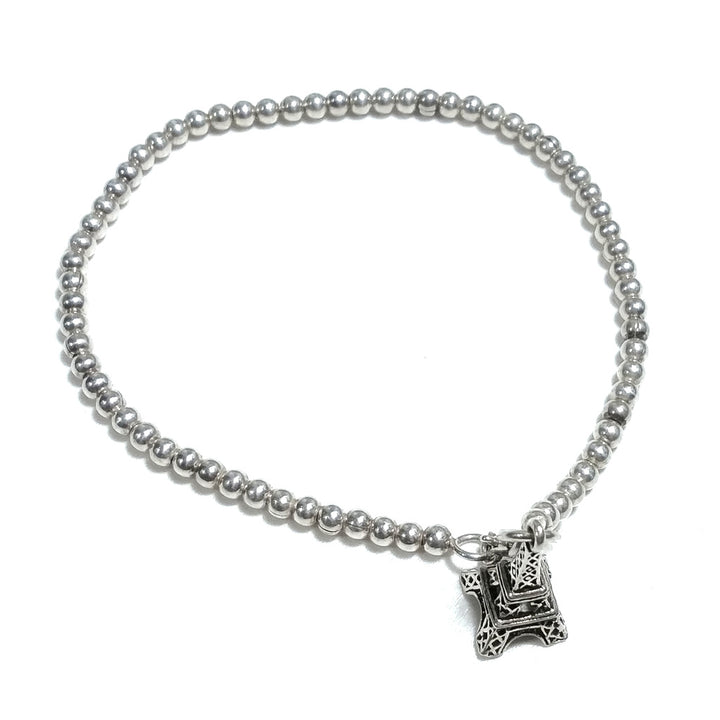 BRACCIALE ARGENTO palline d'argento e torre Eiffel | Gioielli argento