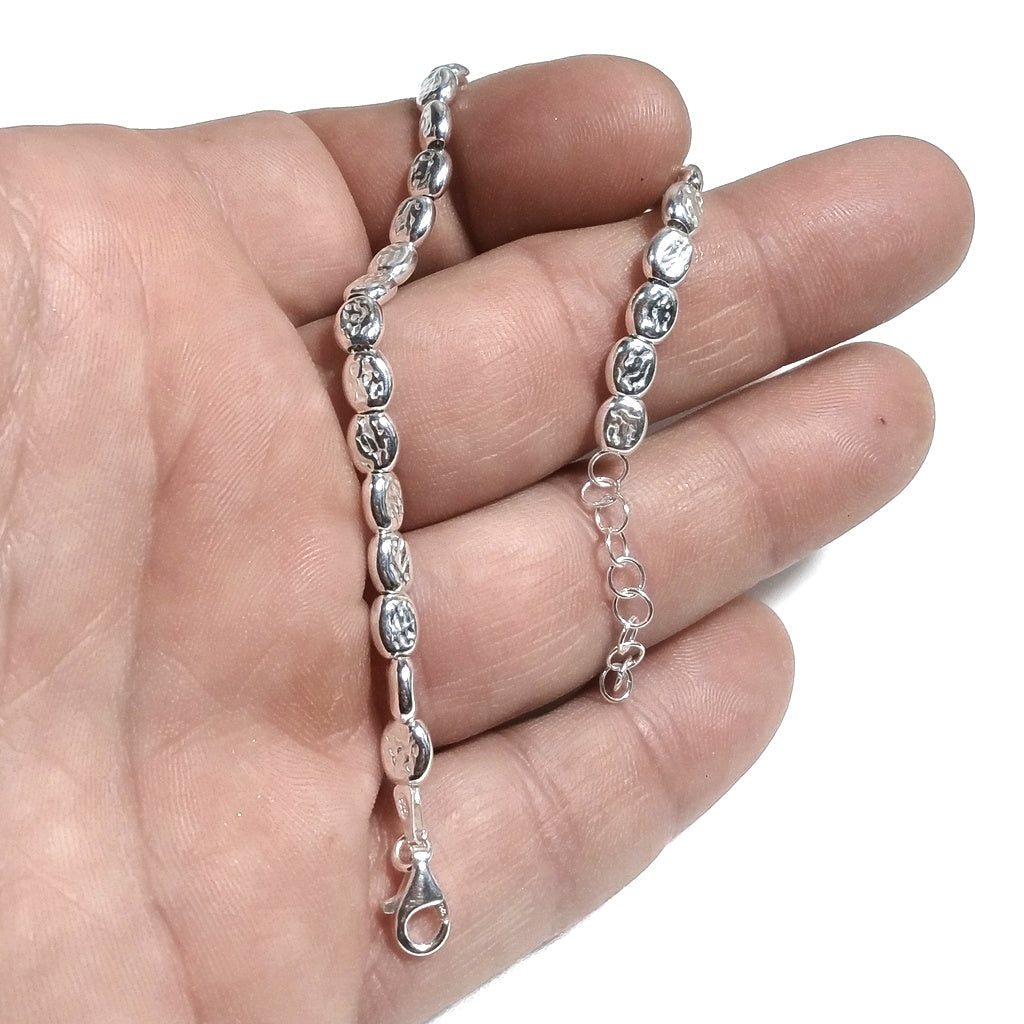 BRACCIALE ARGENTO a tubi piatti martellati | Gioielli in argento