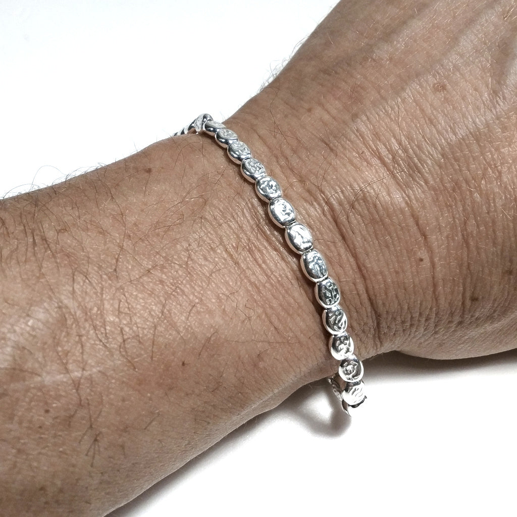 BRACCIALE ARGENTO a tubi piatti martellati | Gioielli in argento