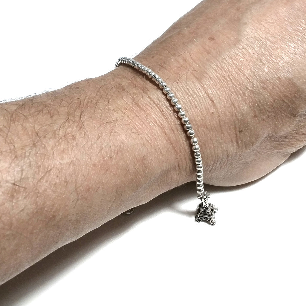 BRACCIALE ARGENTO palline d'argento e torre Eiffel | Gioielli argento Marlù