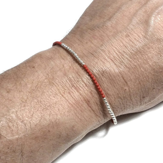 BRACCIALE ARGENTO palline d'argento e corallo rosso | Gioielli in argento