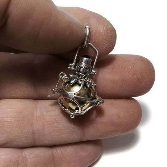 CHIAMA ANGELI | in argento 925 Ciondolo artigianale Onice nero , Cristallo di rocca | GIOIELLI ETNICI