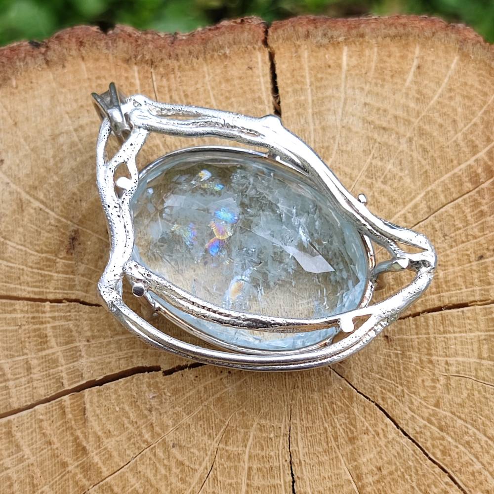 Ciondolo ACQUAMARINA in argento 925 Ciondolo artigianale