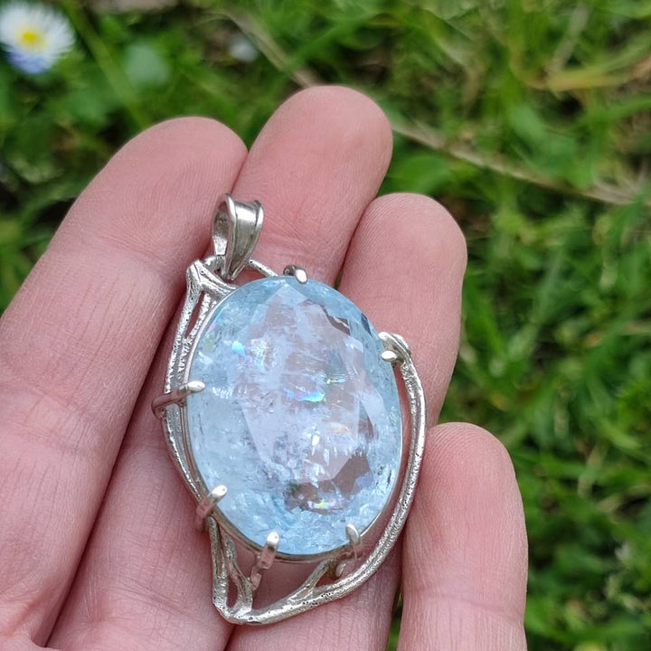 Ciondolo ACQUAMARINA in argento 925 Ciondolo artigianale