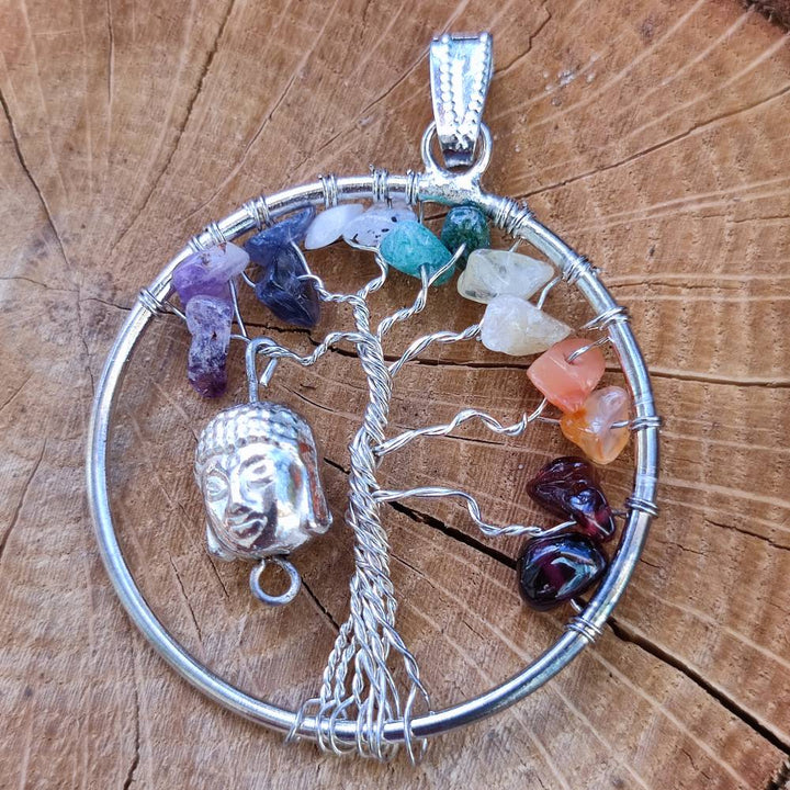 TREE OF LIFE pendant with stones and Buddha