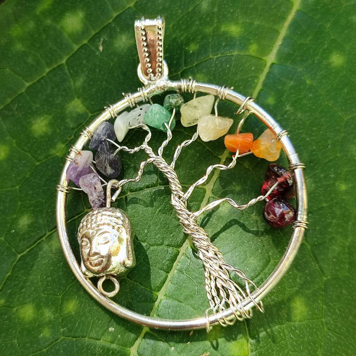 TREE OF LIFE pendant with stones and Buddha