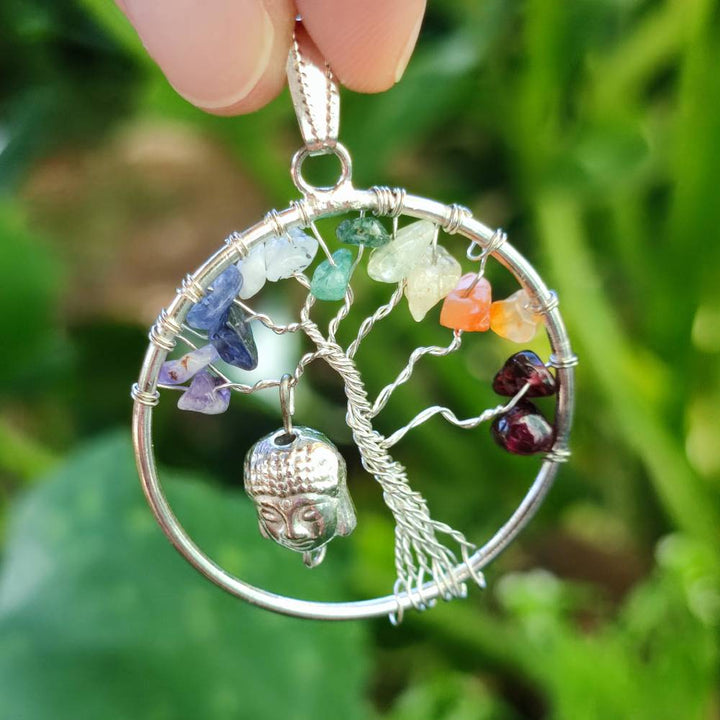 TREE OF LIFE pendant with stones and Buddha