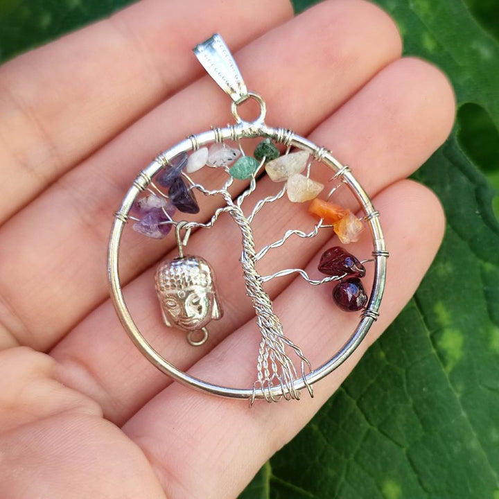 TREE OF LIFE pendant with stones and Buddha