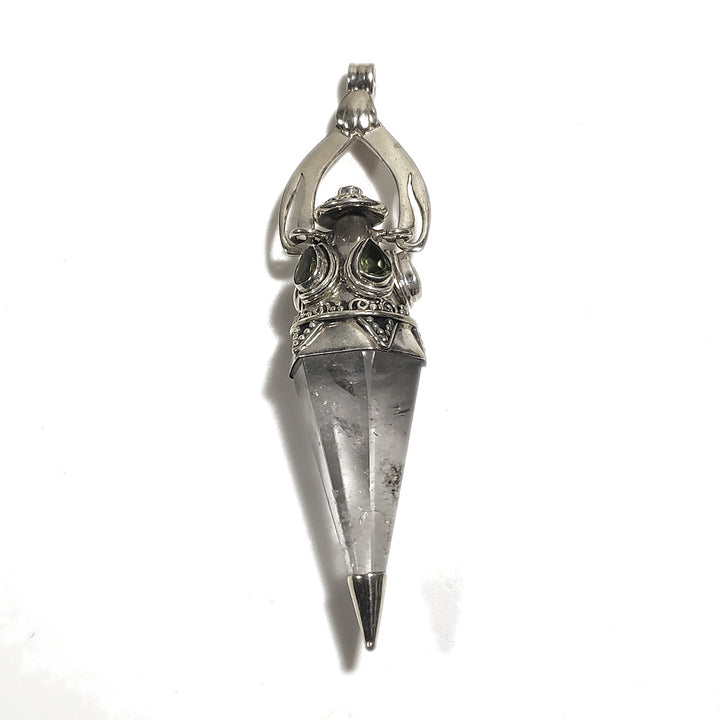 Handgefertigter Anhänger aus 925er Silber. Handgefertigter Anhänger Bergkristall, Granat | ETHNISCHER SCHMUCK | Pendel