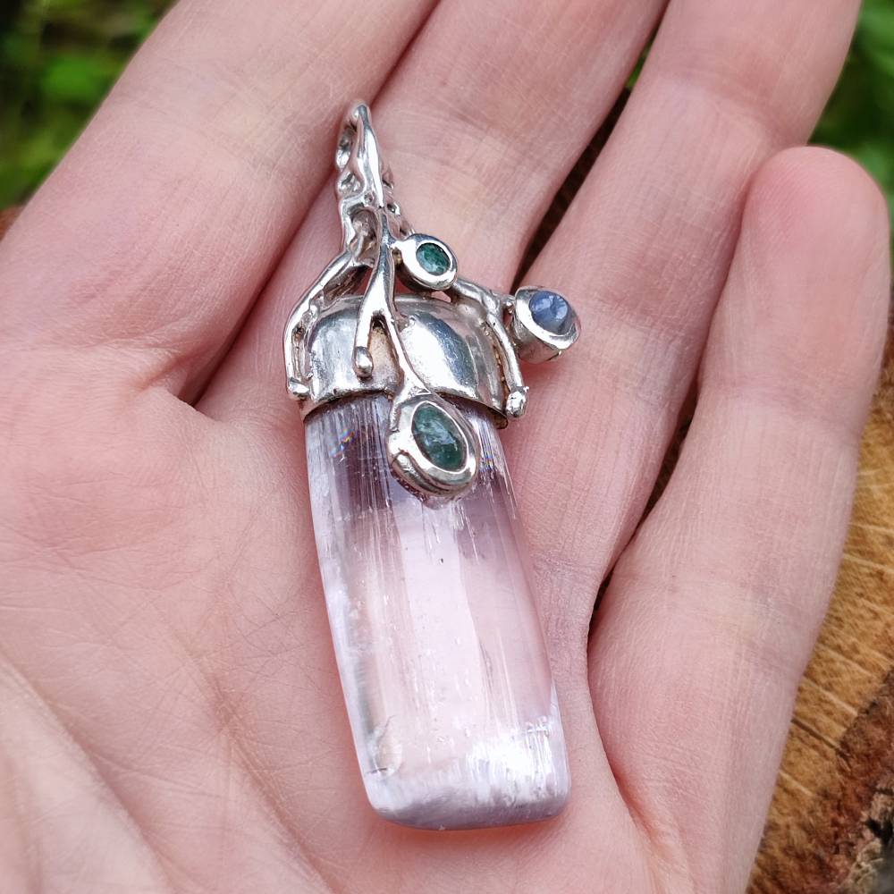 Ciondolo KUNZITE in argento 925 Ciondolo artigianale