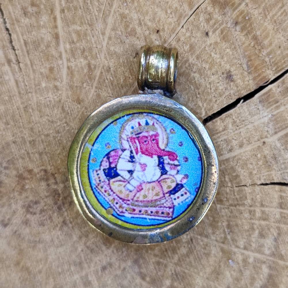 Traditional Indian brass pendant Ganesh - Upanisad