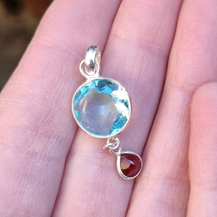 Ciondolo AAGNEY con pietra TOPAZIO e GRANATO in argento 925 Ciondolo artigianale