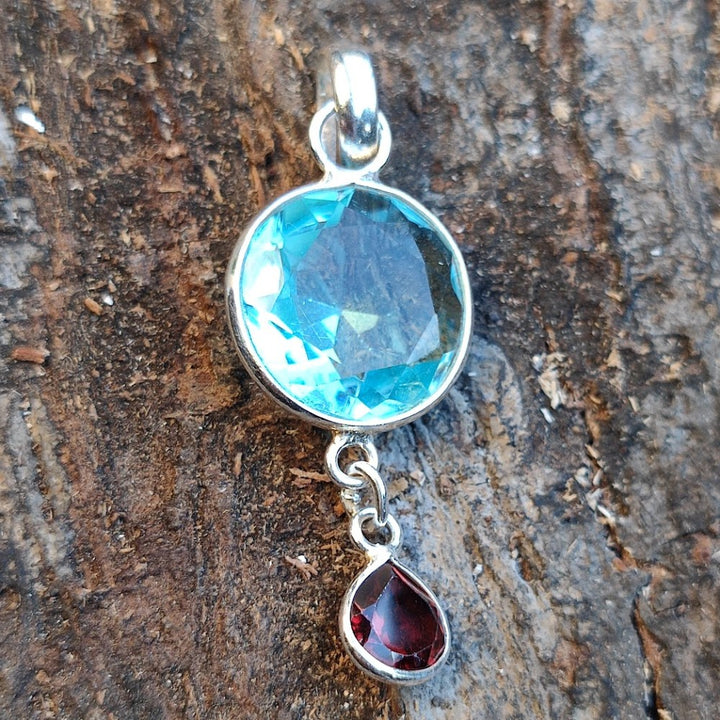 Ciondolo AAGNEY con pietra TOPAZIO e GRANATO in argento 925 Ciondolo artigianale
