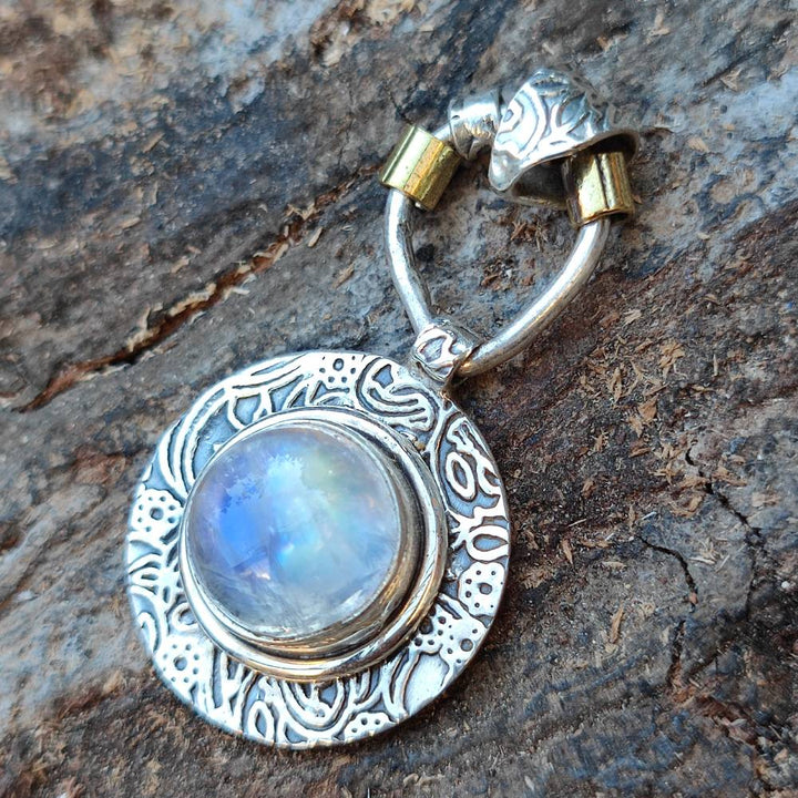 Ciondolo BRIJESH con pietra PIETRA DI LUNA in argento 925 Ciondolo artigianale