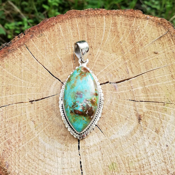 Ciondolo RAMANI con pietra TURCHESE in argento 925 Ciondolo artigianale
