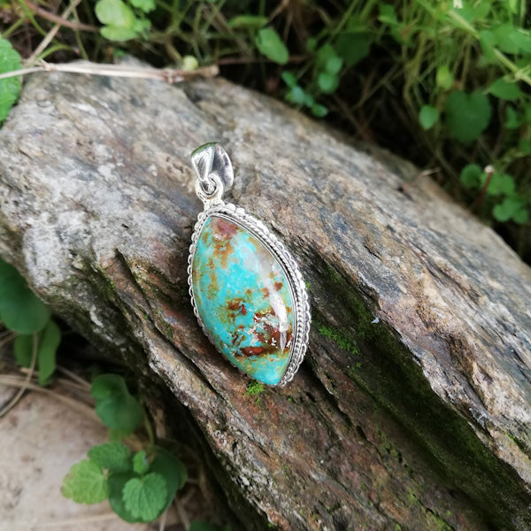 Ciondolo RAMANI con pietra TURCHESE in argento 925 Ciondolo artigianale