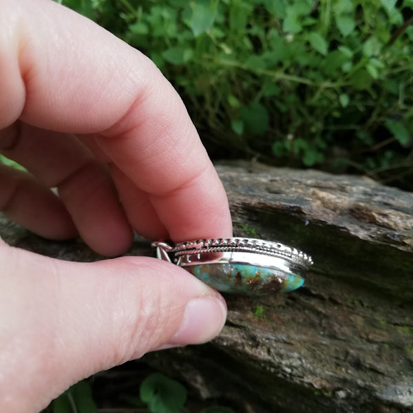Ciondolo RAMANI con pietra TURCHESE in argento 925 Ciondolo artigianale