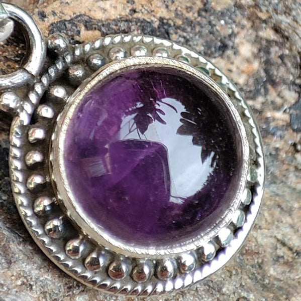 Ciondolo RASHMI con pietra AMETISTA in argento 925 Ciondolo artigianale