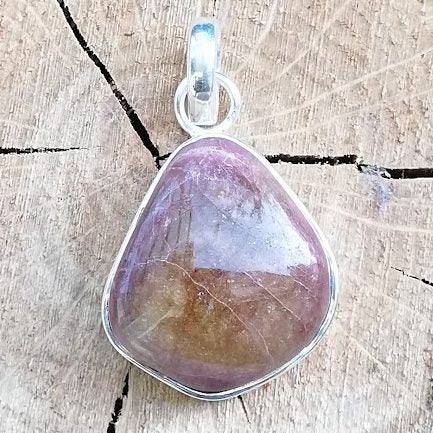 Ciondolo RUDRANI con RADICE DI RUBINO in argento 925 Ciondolo artigianale
