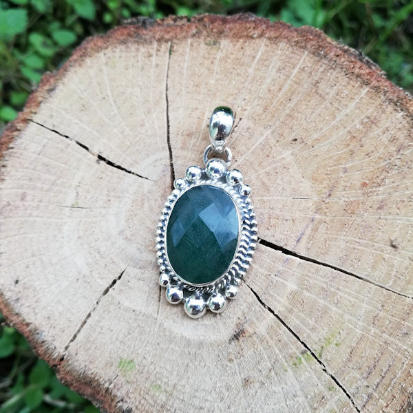 Ciondolo SHIDDI con ONICE verde in argento 925 Ciondolo artigianale