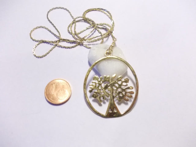 Lebensbaum-Halskette aus ovalem Messing