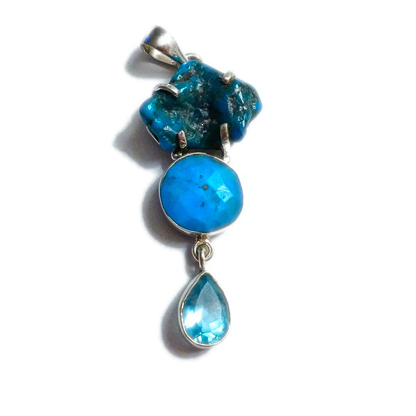 Ciondolo turchese e pietra di luna argento 925 | Ciondolo con pietra | Gioielli argento
