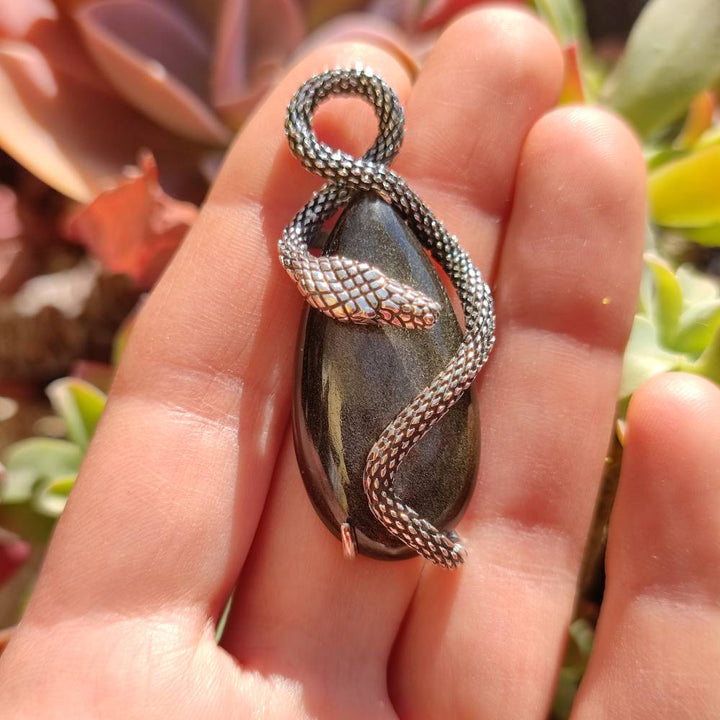 Ciondolo YAMIR con pietra TURCHESE, OSSIDIANA o AMAZZONITE in argento 925 Ciondolo artigianale