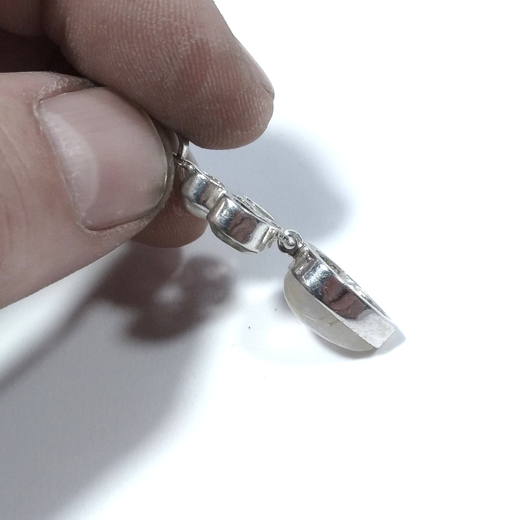 STONE PENDANT | in 925 silver Citrine Pearl Rutilated Quartz | SILVER JEWELRY