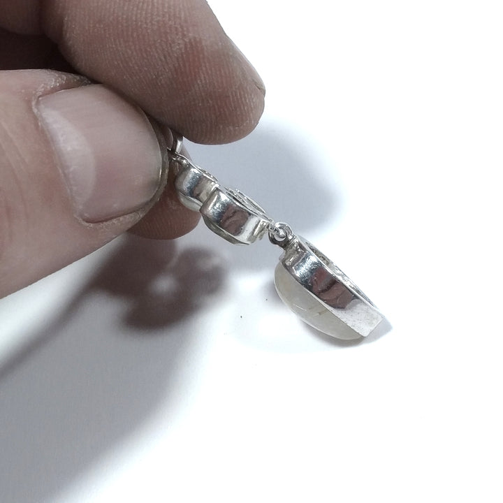 STONE PENDANT | in 925 silver Citrine Pearl Rutilated Quartz | SILVER JEWELRY