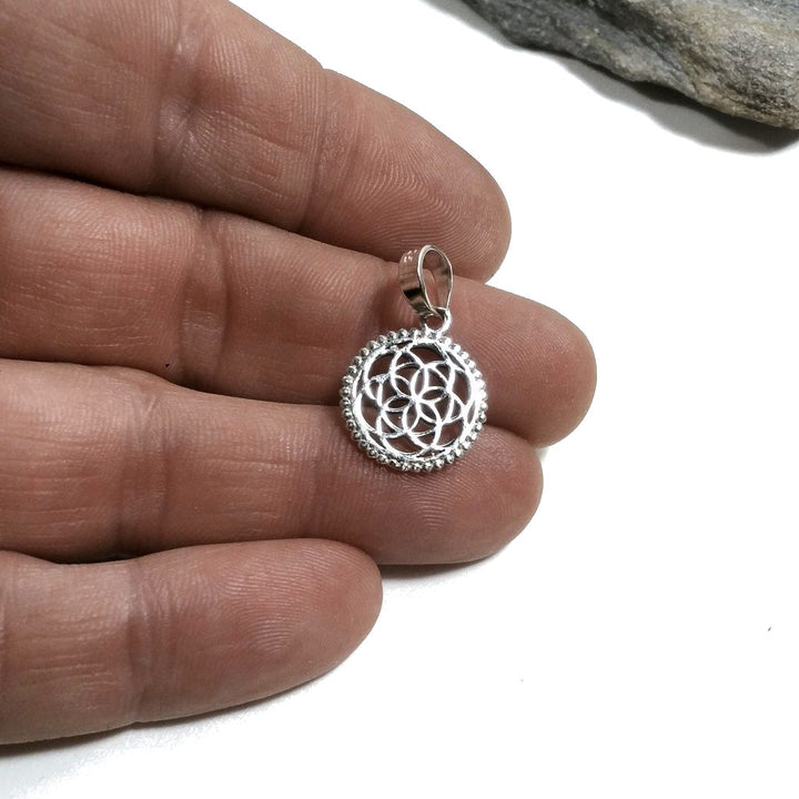 Ciondolo in argento 925 etnico FIORE DELLA VITA | Gioielli mandala