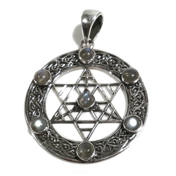 Ciondolo MAHI HEXAGRAM artigianale in argento 925 LABRADORITE