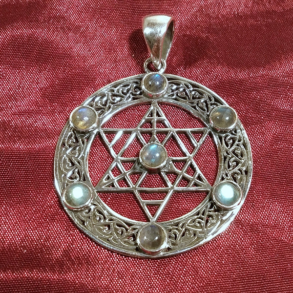 Ciondolo MAHI HEXAGRAM artigianale in argento 925 LABRADORITE