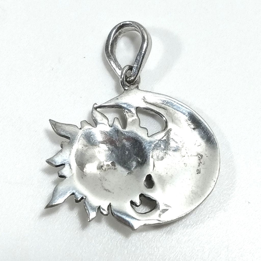 Ciondolo in argento 925 Ciondolo artigianale MEZZALUNA - SOLE | Gioielli in argento