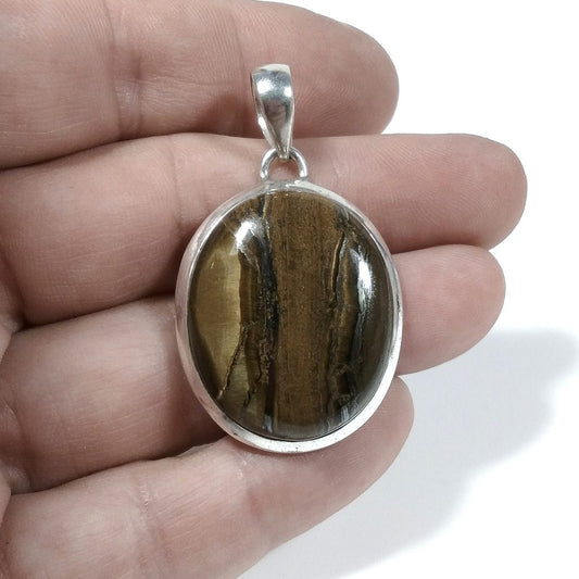 Ciondolo d'argento in argento 925 Ciondolo artigianale Occhio di Tigre | GIOIELLI IN ARGENTO