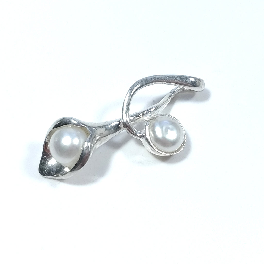 CIONDOLO FORMA CALLA | in argento 925 Ciondolo artigianale Perla | GIOIELLI IN ARGENTO