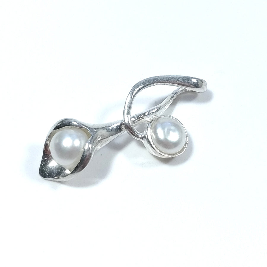 CIONDOLO FORMA CALLA | in argento 925 Ciondolo artigianale Perla | GIOIELLI IN ARGENTO