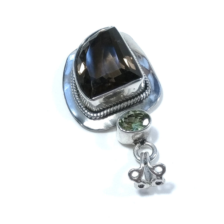 Ciondolo ETNICO in argento 925 con Ciondolo con pietra Peridoto Quarzo fumè | GIOIELLI IN ARGENTO