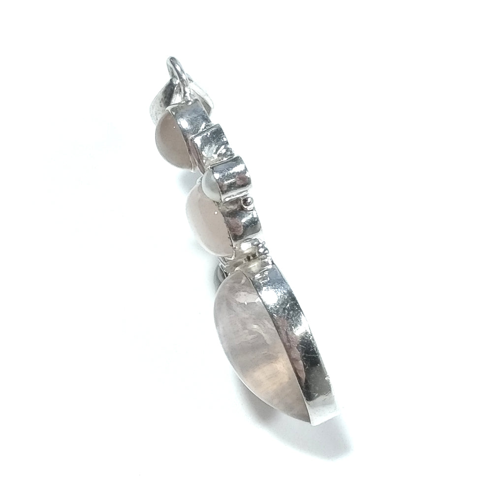 Ciondolo artigianale in argento 925 con Quarzo rosa Granato Perla