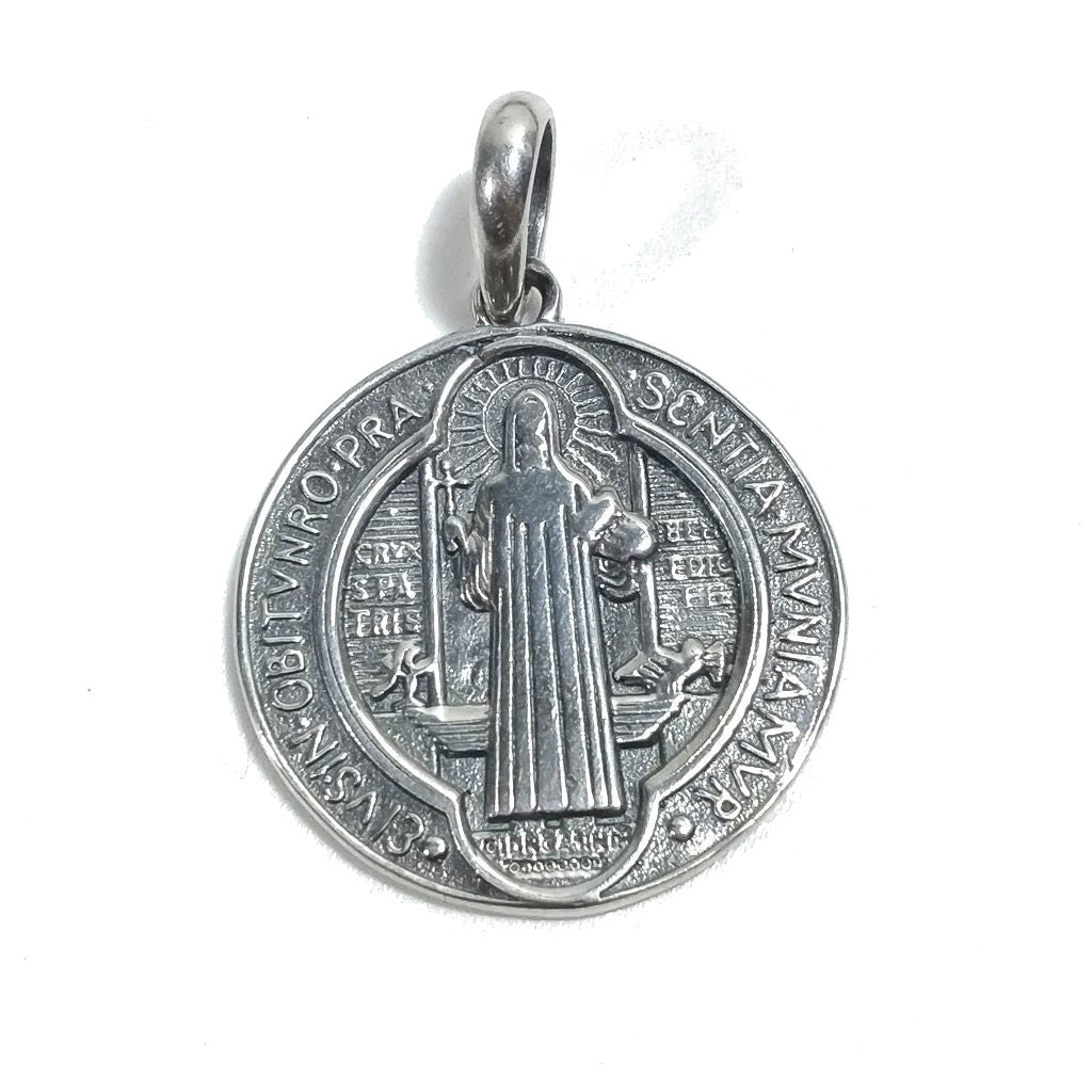 Medaglia di San Benedetto di norcia in argento 925 | Medaglia d'argento | Ciondolo