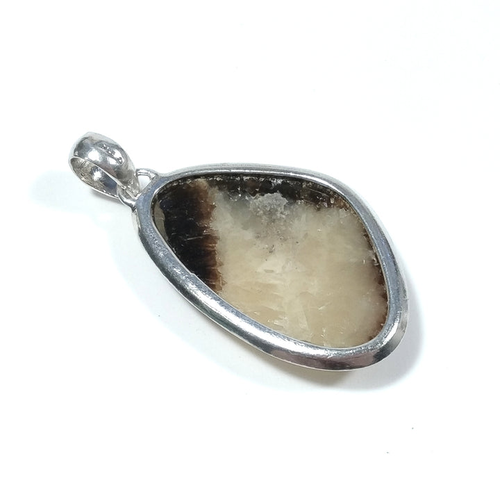 Pendant with stone in 925 silver Handcrafted pendant Septaria Dragon Stone | SILVER JEWELRY
