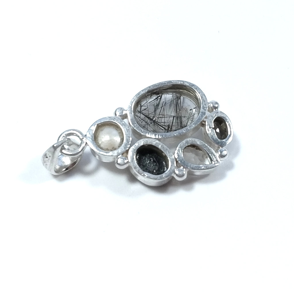Silberanhänger aus 925er Silber mit schwarzer Onyx-Rauchquarzperle | SILBERSCHMUCK