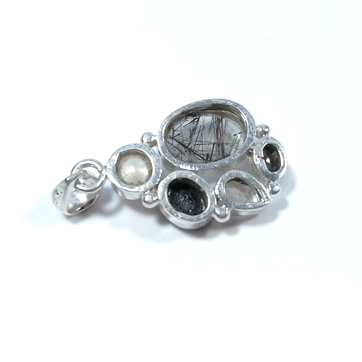 Silberanhänger aus 925er Silber mit schwarzer Onyx-Rauchquarzperle | SILBERSCHMUCK