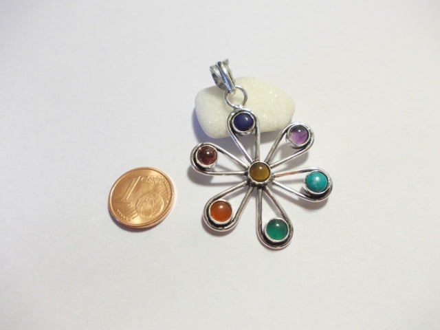 CHAKRA pendant Flower brass/silver