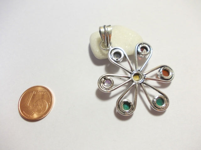 CHAKRA pendant Flower brass/silver