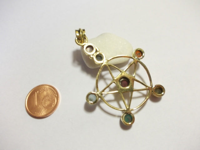 Ciondolo Chakra pentagramma ottone argento - RAYAGADA