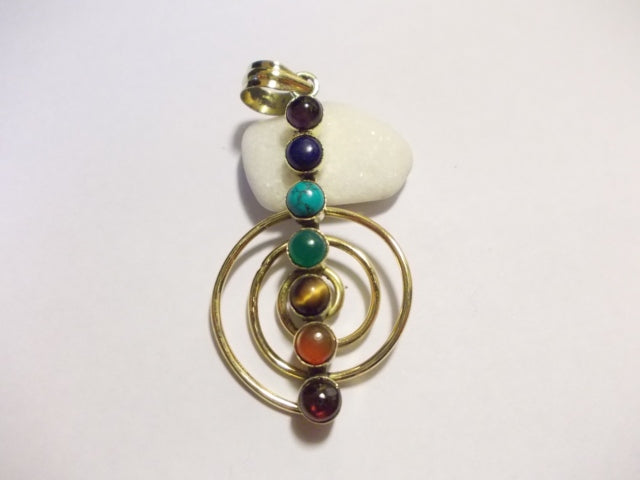 brass/silver spiral CHAKRA pendant