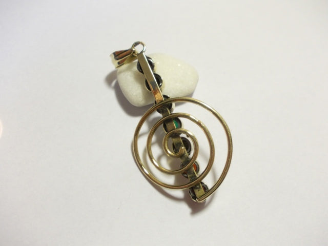 brass/silver spiral CHAKRA pendant