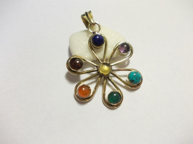CHAKRA pendant Flower brass/silver